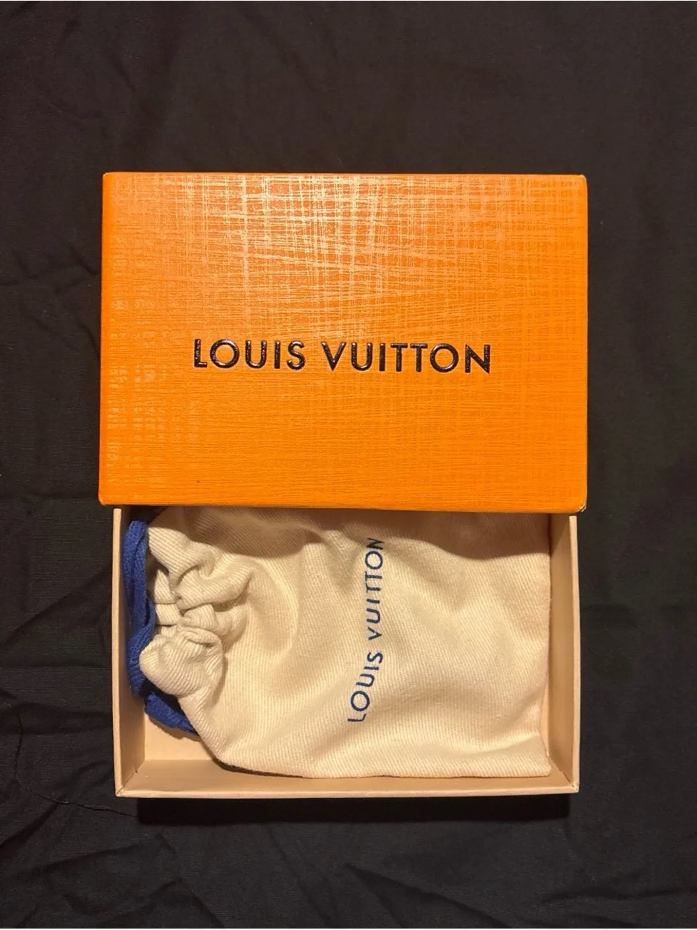Louis Vuitton Orange Box with Black Logo Text